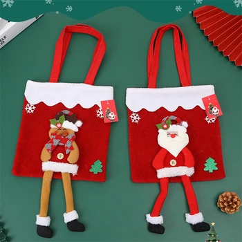 Коледна украса 3D Подвесная кукла за крака и Чанта за носене на Дядо Коледа с Подарък пакет за бонбони за Украса на Коледното парти Детски подаръчен пакет