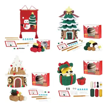 Коледни комплекти за плетене на една кука, Шевни изделия, комплекти кукли за плетене на една кука със собствените си ръце, подарък за рожден Ден, двор, Камина, Коледни подаръци, Коледна елха
