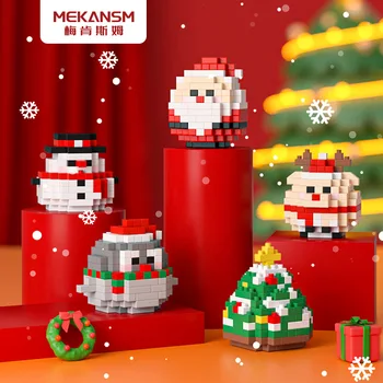 Коледни микро Строителни блокове Сладък Снежен човек Дърво на Дядо Демон 3D модел на MOC Пингвин Мини Тухлена фигурки, Играчки за домашен декор
