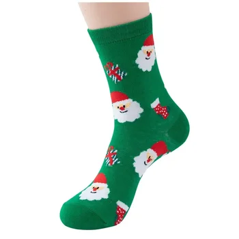 Коледни чорапи с герои от анимационни филми серия Fashion Comfort от чист памук, Памучни чорапи с червен, зелен, черно-шарени Женски