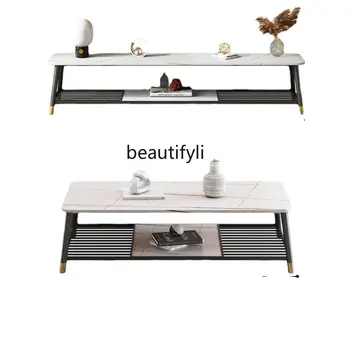 Комбинацията от шкафчета за телевизор и чаено маса lt Nordic Stone Plate Модерна Проста всекидневна малък апартамент