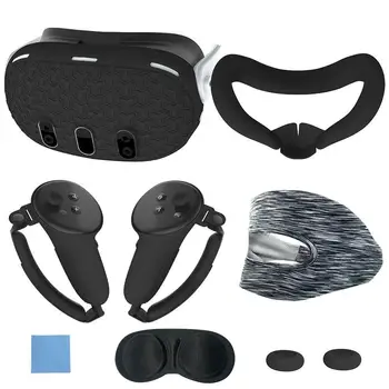 Комплект от 7 теми силиконов защитен калъф за Meta Quest 3, работа на смени накладки за носа, джоб за маска, калъф за виртуална реалност, аксесоари за виртуална реалност