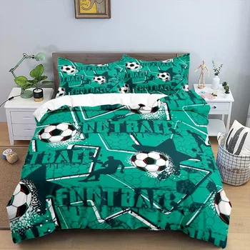 Комплект от три елемента футболна серия, домашен текстил с 3D дигитален печат и спално бельо
