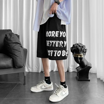 Комплекти за градинска дрехи Y2k, зреещи-карго, летни черни ежедневни широки спортни панталони 2023, улични баскетболни шорти с писмото джоб