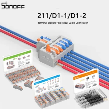 Конектор за свързване на проводници SONOFF на Din-шина 211/D1-1/2 Универсален компактен клеммная блок на многоцелеви за свързване на електрически кабели