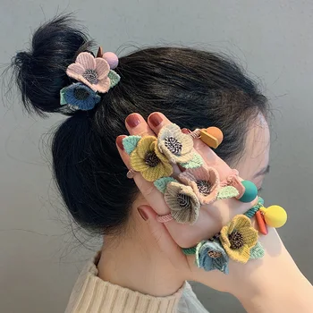Корейската версия на новата розова въже във формата на цвете, Модерен дъвка за коса, аксесоари за коса за жени