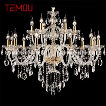 Кристален полилей TEMOU в европейски стил, Подвесная led свещ, Окачена лампа, декоративни осветителни тела за дома, хол