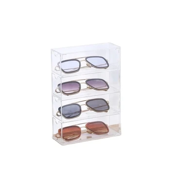 Кутия за съхранение на очила выдвижного тип, просторни рафтове за съхранение на слънчеви очила за красота, правоъгълна акрилна рафтове за съхранение на прах