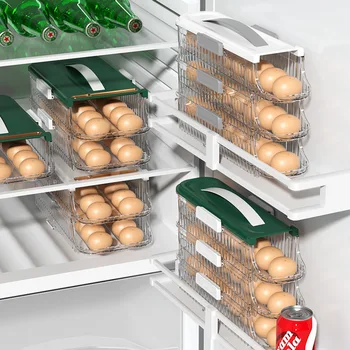 Кутия за съхранение на яйца Преносим Здрав Автоматичен Прокатывающийся Контейнер за съхранение на яйца с Голям капацитет на Контейнера за съхранение на яйца в домашната кухня