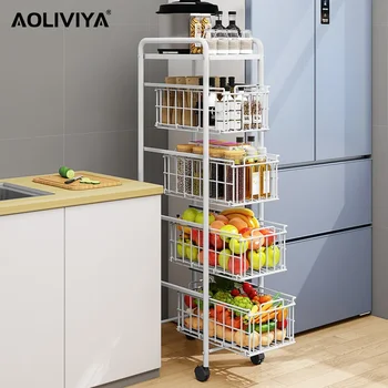 Кухненски рафт SH AOLIVIYA выдвижного тип от пода до тавана, богат на функции стелаж за зеленчуци и плодове, органайзер за баня