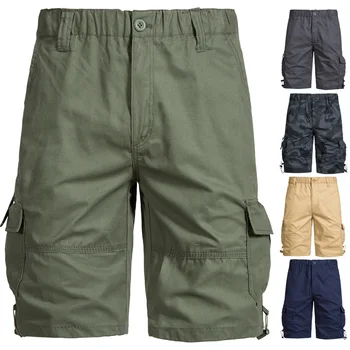 Къси панталони-карго Мъжки Летни дневни от 100% памук, фини и дишащи мъжки плажни шорти, камуфляжные мъжки къси панталони с еластичен ластик на талията MY937