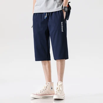 Летни Мъжки Баскетболни Шорти на Корейската Мода С Писмото Принтом Ice Silk Pantalon Corto Para Hombres от Ледената Коприна за Мъже, Градинска Облекло, Къси Панталони