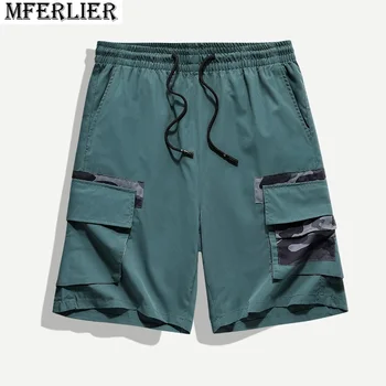 летни мъжки ежедневни панталони, камуфляжные спортни къси панталони в стил мозайка с джобове, външни къси панталони размер плюс 4XL