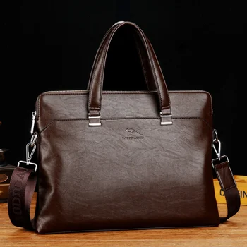 Луксозен Мъжки кожен портфейл, чанта, голям капацитет, офис чанта-месинджър, бизнес мъжка чанта за лаптоп