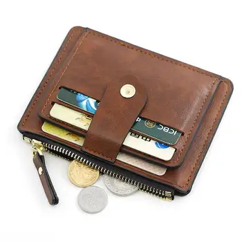 Луксозен мъжки портфейл, женски изключително тънък кожен държач за кредитни карти, лични карти, джоб за монети, Брендовый дизайнерски портфейл за мъже и жени