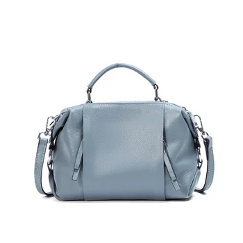 Луксозни дамски чанти-тоут от 100% естествена кожа, дамски Бостонские чанта през рамо, благородна Малка Дамска чанта-месинджър с горната дръжка