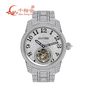 Луксозни Ръчни Часовници с Муассанитом За Мъже, механични Ръчни часовници D white VVS, Мъжки Бижута, Часовници С Муассанитом