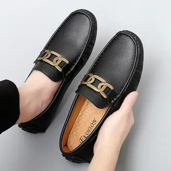 Лятна новост 2023 г., мъжки обувки Tods, дишащи модни лоферы в корейски стил, Ежедневни кожени обувки без закопчалка, Обувки за шофиране