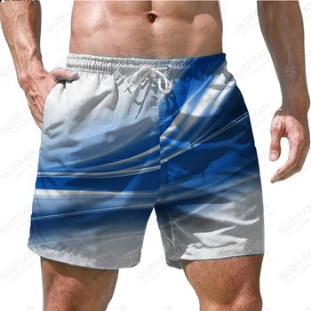 Лятна Хит на продажбите, мъжки нови модни шорти, плажни панталони, однотонная 3D печат, Хавайски плаж ежедневни мъжки къси панталони с завязками