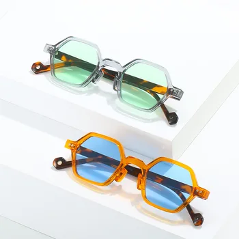Малки полигональные слънчеви очила, Дамски модни vintage Слънчеви очила с квадратни геометрия, Мъжки Улични очила с UV400, Очила за очите