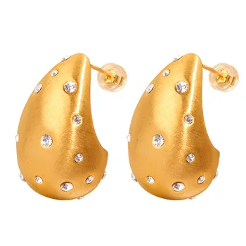 Масивна пънк-обеци с капки златен цвят, Каплевидная звезда, Циркониевый crystal, Каплевидная обици-карамфили