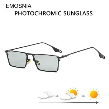 Метални Малки Правоъгълни слънчеви очила, Мъжки, Женски Класически Модерни Златисто-черни лещи Фотохромичните слънчеви очила в квадратна рамка