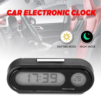 Мини Електронни Автомобилни Часовници Time Watch Автоматични Часовници С Светящимся LCD Дигитален Дисплей Термометър Аксесоари За Полагане на Осветяване на Автомобила W0N6