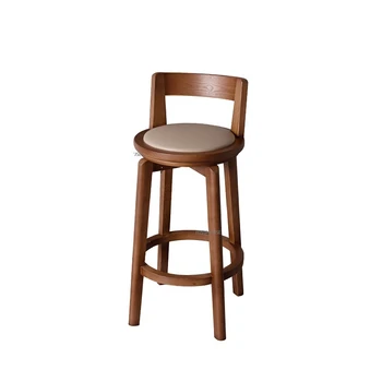 Минималистичен Висок бар стол от дърво, Дървени Завъртане кухненски часова рецепция, бар във фоайето, Hoker, Дизайнер Nordic Home Taburete Alto Предмети от бита