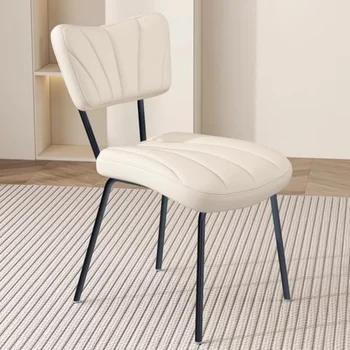 Модерен кът за стол в скандинавски стил и Дизайн-бюро Черни луксозни трапезни столове от ергономична кожата Silla Comedor Мебели за дома LK50CY