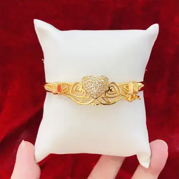 Модерен маншет-маншета златен цвят от Дубай за жени, гривни с висулки от кристали, цирконий, Индийски сватбена декорация, подаръци за сватбени партита