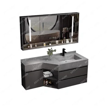 Модерен минималистичен керамични едно парче мивка, шкаф за баня, комбиниран шкаф за баня с Мивка за баня