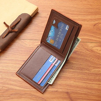 Модерен мъжки портфейл от изкуствена кожа, притежателите на кредитни карти в чантата си за дреболии, мъжки реколта портмонета за монети