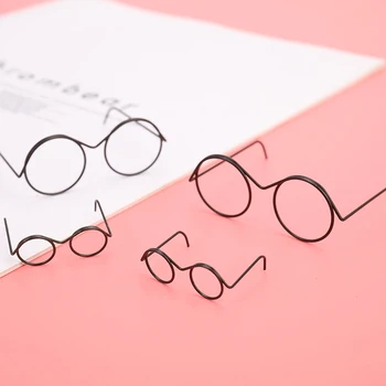 Модерен ретро очила с кръгли рамки очила, без лещи за куклено аксесоари