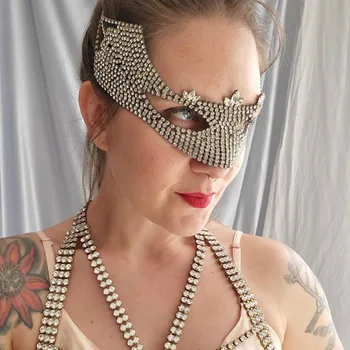 Модерен Секси Маска за Лице Жена Маскарадная Мода Кристалното Бижу двустаен, Обзаведен Лукс Хелоуин Cosplay маска Вечерни Украса