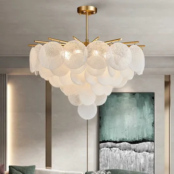 Модерна led полилей от бяло стъкло за хола, креативен дизайн, лампа за спални, Луксозни лампи за дома.