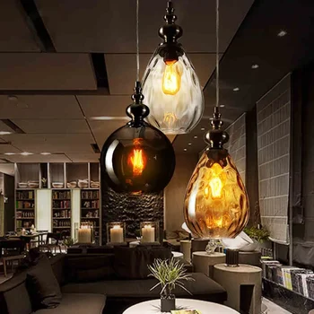 Модерна посуда Стъклена Окачена лампа за Вътрешно Осветление, маса за Хранене Полилей Hoom Decor Лампа за спалня е в Скандинавските плафониери