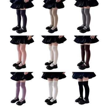 Модни детски чорапи до коляното без хлъзгане чорапи с дълги тръби Меки дишащи памучни чорапи Обикновена за различни поводи
