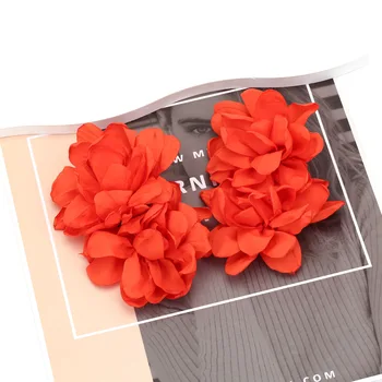 Модни тъканни Оранжеви обеци с голямо цвете за жени, Нов лесен trend дизайн на бижута, аксесоари за партита на Едро