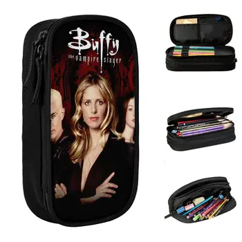 Молив случай Buffy The Vampire Slayer Забавни Willow Спайк Pen Box Чанта за студенти с голям капацитет на Ученически пособия, Козметични пеналы