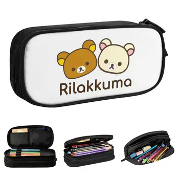 Молив случай Rilakkuma и Korilakkuma, сладък cartoony държач за химикалки, чанта за момичета и момчета, по-голям капацитет, ученически пособия, подаръци, пеналы