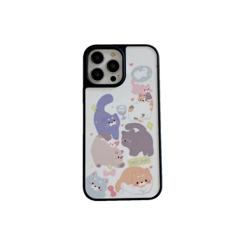 Мультяшные сладък kitties, акрилни калъф за телефон с пълно покритие за iPhone 15 14 13 Pro Max, делото за телефон на 12 Funda