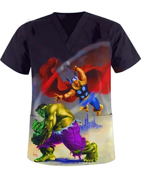 Мъжки t-shirt Marvel с V-образно деколте и джоб под формата на миеща мечка, Мъжка тениска с Човека-паяк, Мъжки Модни тениска, Мъжки дрехи, Тор Грийн, Железния Човек