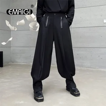 Мъжки гащички, градинска мода, свободна ежедневни Японска градинска дрехи, тъмно-черни зреещи, мъжки спортни панталони