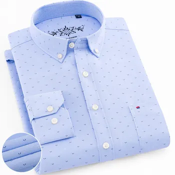 Мъжки ежедневни риза в оксфордскую клетка и райе с дълъг ръкав, повдигащ гърдите джоб отпред, мъжки бизнес яка, копчета, плътна работни ризи