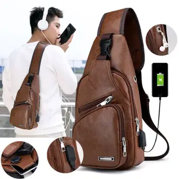 Мъжки кожен портфейл, ежедневни бизнес чанта-месинджър чанта през рамо, чанта през рамо