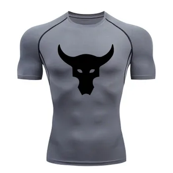 Мъжки компресиране тениска, дишаща футболен костюм, облегающая спортно облекло за фитнес, за езда, Бързосъхнеща, за джогинг, риза с къс ръкав, Спортни
