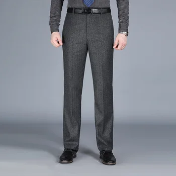 Мъжки костюмные панталони 2023, есенни стрейчевые дебнещ официални панталони за мъже, модни ежедневни панталони на райета, мъжки панталони, дрехи Z158