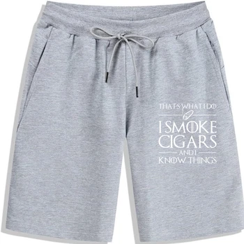 Мъжки къси панталони I Smoke Cigars And I Know Неща за мъжете Забавен подарък Семейни памучни мъжки къси панталони с принтом Новост
