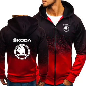 Мъжки якета с логото на Skoda, пролет-есен, hoody с качулка на цип, на горно облекло, мъжки ежедневни блузи, висококачествено камуфляжное мъжко палто
