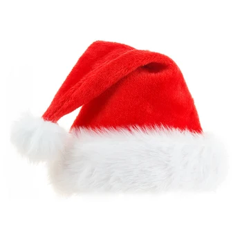 Навидад Коледна Коледна шапка от дебел плюш за деца и възрастни, коледни украси за дома, коледа, Коледни подаръци, Дядо Коледа, топли зимни шапки